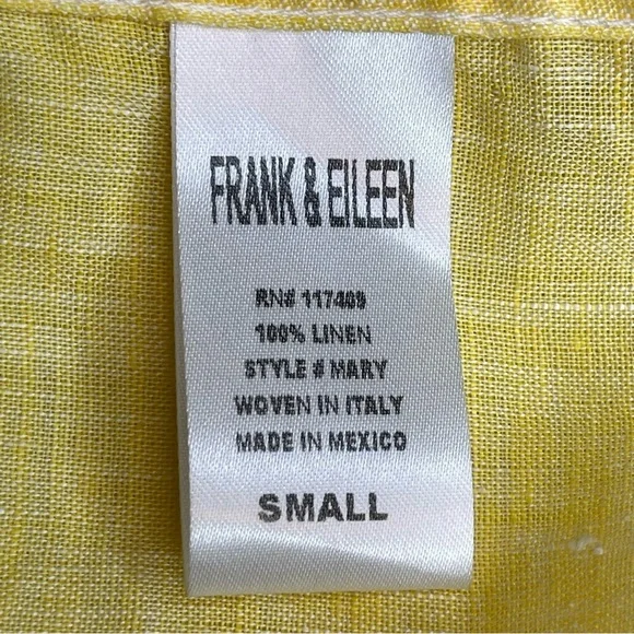 Frank & Eileen Linen Mary Shirt dress Bright Yellow Size Small Casual Resortwear - Picture 8 of 11